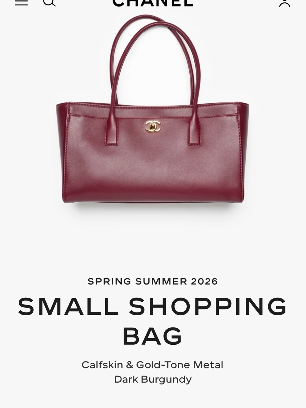 CHANEL Burgundy Leather Top-Handle Tote with Gold CC. New in box never used. - Picture 5 of 5